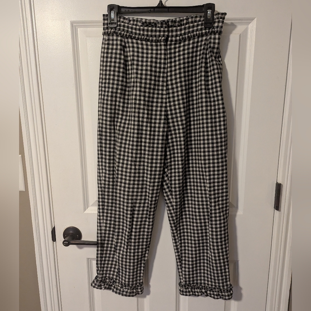 Topshop High-rise Gingham Trousers, Size 6 (US)
